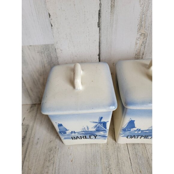Vintage oatmeal barley Germany‎ windmill container jar set kitchen - Picture 6 of 11